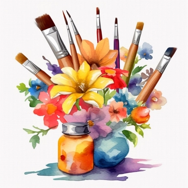 watercolour art class hd clipart white background