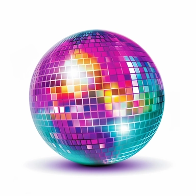 Get groovy and add some sparkle to your designs with a fun and cool disco ball clipart against a clean white background. Picture a disco ball rendered with shiny and reflective surfaces, capturing the essence of the dazzling disco era. Incorporate vibrant and vibrant colors like silver, gold, and various shades of blue or pink to make the disco ball pop. Emphasize the sense of movement and excitement by adding dynamic light reflections and glimmering highlights. Let the disco ball radiate a play