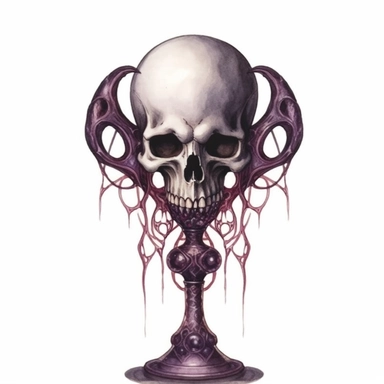 evil one chalice clipart, watercolor, dark colors purple, white background