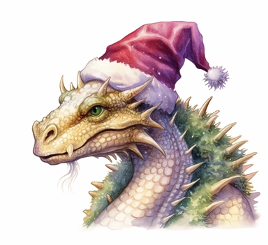 dragon christmas dragon in santa hat clipart, in the style of light violet and light green, coloristic intensity, old memecore, stan berenstain, depictions of animals, calculated, walter crane