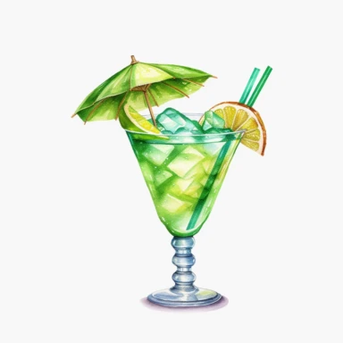 Watercolour realistic margarita cocktail in cocktail glass with straw and cocktail umbrella beautifully detailed realistic margarita cocktail , PNG image,transparent background ,ultra highly detailed, 18k, sharp focus, bright photo with vibrant colours, digitally enhanced,photographic, enhanced graphics, png format, straight, sharp focus, bright lighting, intricate detailed png image ,high definition,300dpi,graphic clipart,computer graphics