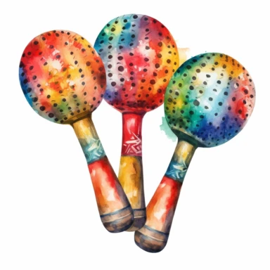 watercolour art style extreme detail mexican maracas clipart