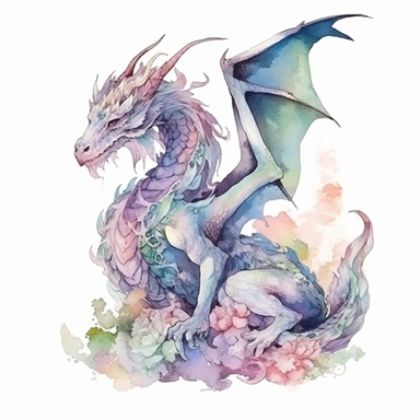 WATERCOLOR dragon, WATERCOLOR clipart, isolated white background 8k