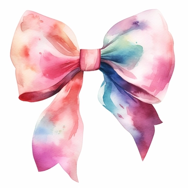 watercolor realistic hair bow single design clipart, white background, 8k
