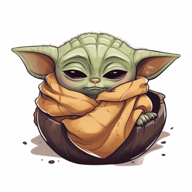 baby yoda star wars cute happy sleep clipart