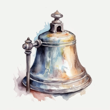 Prompt for clipart on the theme School Bell. Watercolor effect. To be of the highest quality, with great detail, clear outlines and lines, delicate and pastel colors, elegant and beautiful. The background should be white.