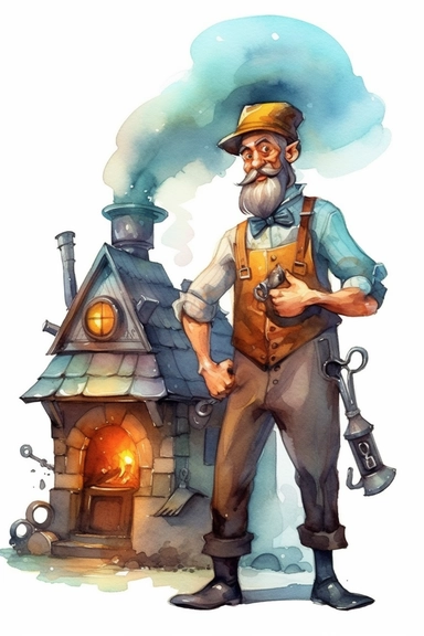 blacksmith watercolor clipart cute isolated on white background
