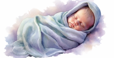 Adorable new baby wrapped up in soft fleece blanket, full body lying down, soft pastel colors, watercolour clipart, I can't believe how beautiful this is