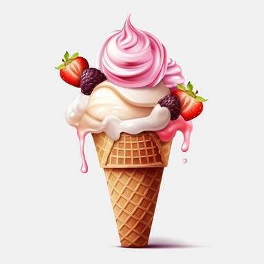 Ice cream Realistic Clipart, Logo Design, High Quality, White Background