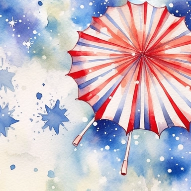 4th of July, watercolor clip art AR 3:2
