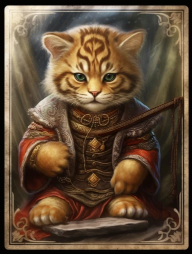 tarot card with tiger Cub as Jedi master, clipart png, WHITE BACKGROUND, photorealistic, painting, watercolor, 8k, ultra details,