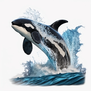 baby orca calf playfully splashing in the waves clipart
