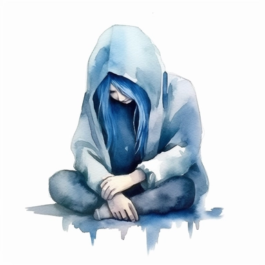 watercolor clipart of grief and sadness on a white background