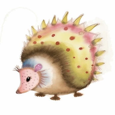beautiful cute whimsical brown hedgehog, hedgepig, Erinaceus, realistic, photorealistic, simplified, simplistic, doodled by a child, doodle, folk art, watercolor texture, soft brush strokes, clipart on white background, high resolution, free margins