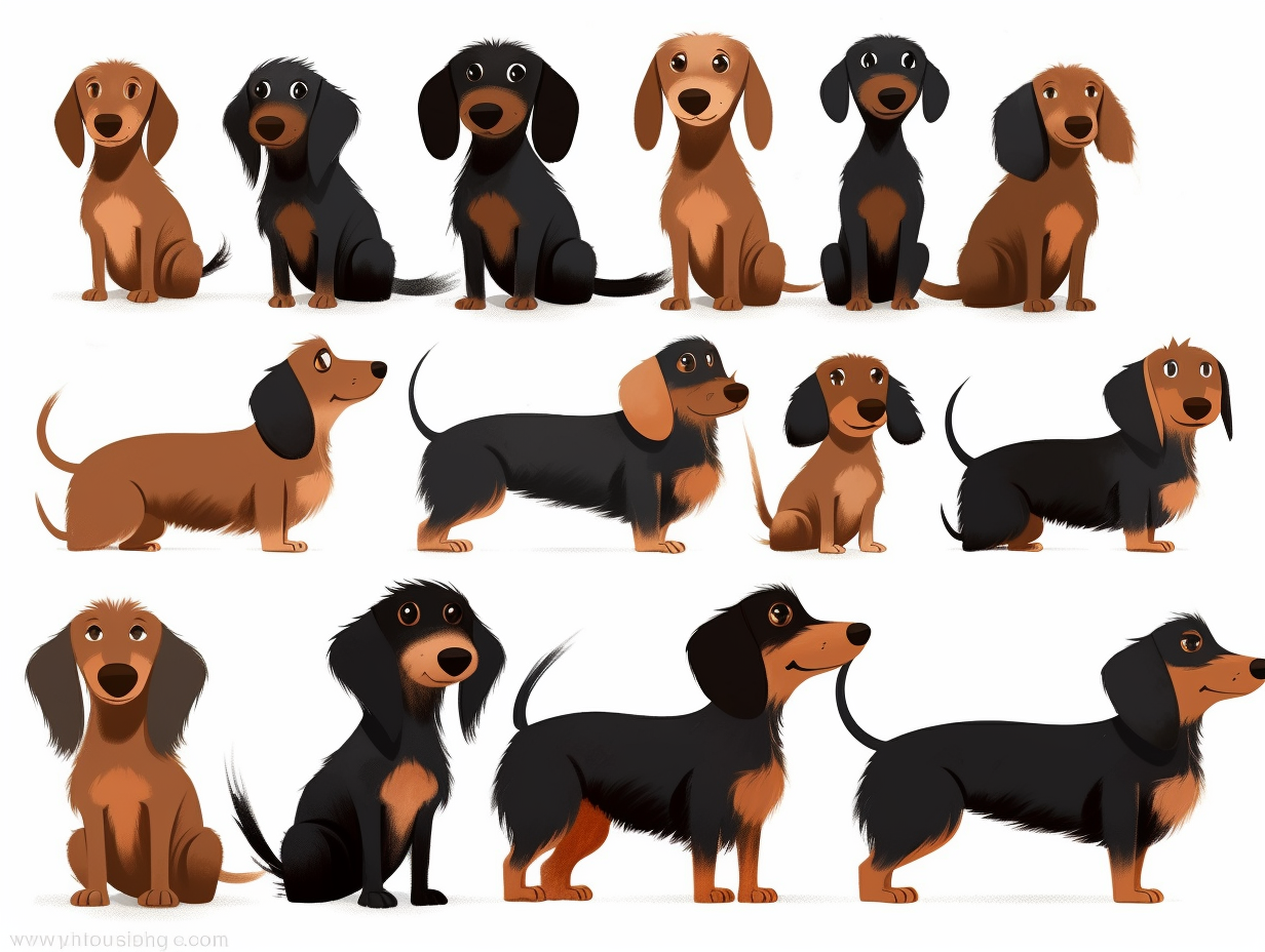 full body images of a cute friendly happy black and brown dachshunds ...