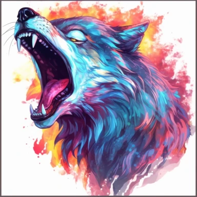 vivid Howling Wolf clipart 8k