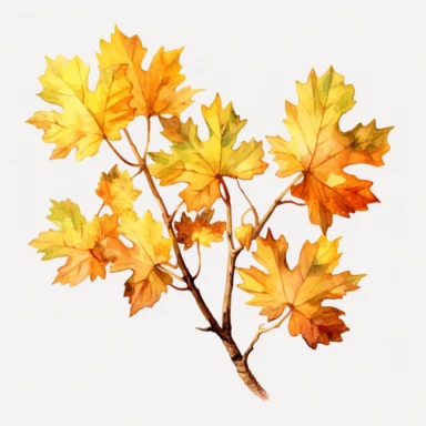 Branch of tree of light maple ,watercolour clipart