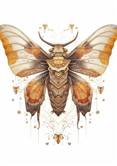 Skull Moth Clipart on white background, death's head moth, realistic, details, high resolutions, white background