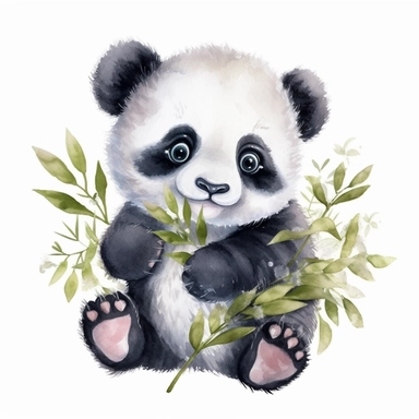 baby panda watercolor clipart