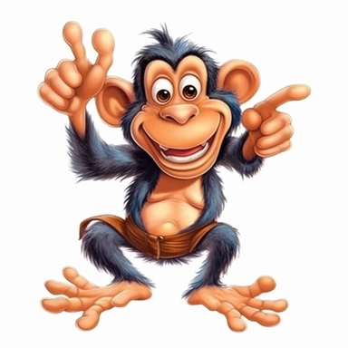 Cute Happy Face Beautiful Funny Monkey Full body Sublimation Clipart,Cartoon,hyper realistic, intricate detail, illustration style,high solution,on the white background