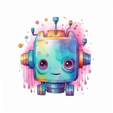 watercolour robot head, kawaii style, 4k, pastel colour, clipart