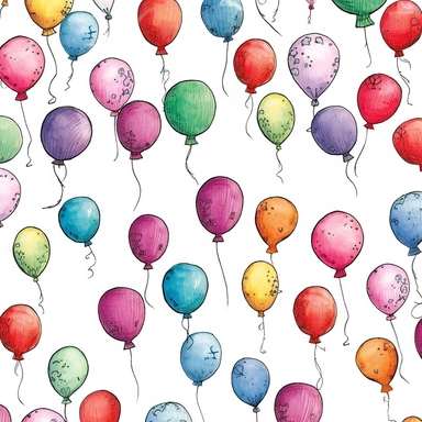 balloons, clip art, pattern, white background, hand drawn--tile