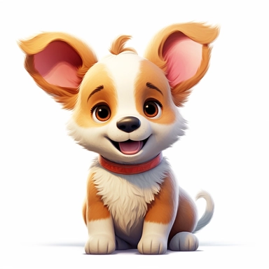 Corgi puppy, Clipart, Digital Art, kawaii, disney style, Pixar, hyperdetailed, 1080p, Ultra-HD, white background