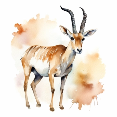 Antelope, watercolor clipart, white background