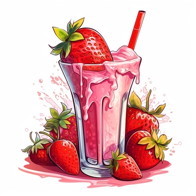 one clipart Strawberry smoothie on a white background, in the style of wlop, southern countryside, collage-oriented, sterling silver highlights, colorful caricature, emotionally-charged brushstrokes, hyper-realistic animal illustrations, no watermark, text, words, paintbrush, 300 DPI, typography, the images do not stick together, no text in the picture