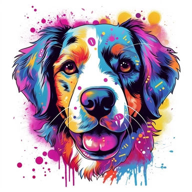 vector art of a dog illustration, vivid colors, colorful, pastel cute colors, Sublimation Clipart ,Cartoon,hyper realistic, intricate detail, illustration style,high solution,on the white background