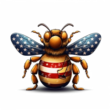 patriotic bumble bee,4k,illustration,warm color,clipart,white background