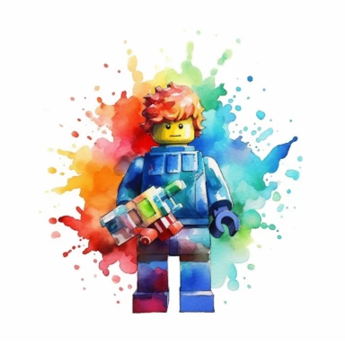 watercolor roblox lego like character clipart watercolor, clean white background