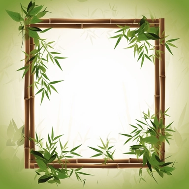bamboo frame with green leaves and wood bamboo clipart vector, hd illustration, in the style of zhang kechun, uhd image, pictorial harmony, crosshatched shading, large-scale murals, zhichao cai