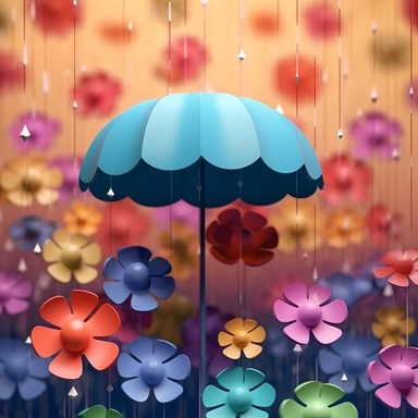 colour 3D rain clipart, in the style of modern color palettes, cute and dreamy, heavy shading, colorful storytelling, modern style, colour flower background