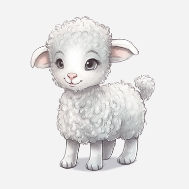 happy cute baby sheep, hand draw Illustration clipart, 4K, extremely detailed Sublimation Clipart,Cartoon,hyper realistic, intricate detail, illustration style,high solution,on the white background