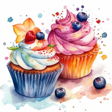 An intricately detailed watercolor clipart illustration displaying an ultra-realistic [specific design idea, like  cupcakes decorated with flowers  ], isolated on a white background, in the style of ultra-detailed watercolor clipart illustrations, HDR watercolor clipart illustrations, 32K watercolor clipart illustrations, hyperrealistic watercolor clipart illustrations, ultra-intricate watercolor clipart illustrations, high-resolution watercolor clipart illustrations, high-definition watercolor 