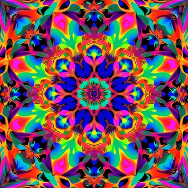 a kaleidoscope of bright colors in a psychedelic style shapes within clipart no fonts no words no letters