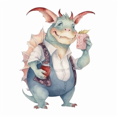 a cute WATERCOLOR daddy dragon, WATERCOLOR clipart, isolated white background 8k