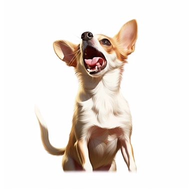 Chihuahua, barking at a stranger, realistic, Clipart, white background, no text, no caption