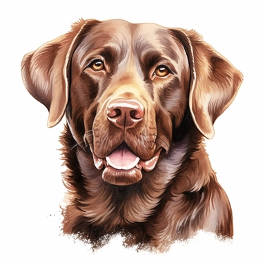 hand drawn clip art on white background of chocolate lab
