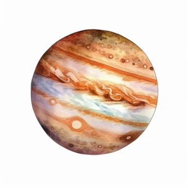 planet jupiter watercolor clipart with white bakcground