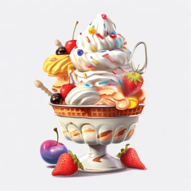 ultra detailed loaded ice cream sundae clipart 8K