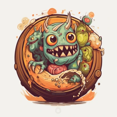 vector art, logo design, beer keg monster drawing, beer keg monster clipart, transparent background, 4k quality, flawless drawing , Alebrije, abstract, Illustrators, by Sabbas Apterus, bar culture, amazing pub scene, beer keg animation