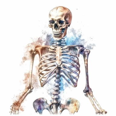 mystical dark scary watecolor halloween skeleton clipart, hd 4k, detailed, focused, isolated on white background