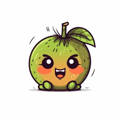 cute Kiwi Fruit, happy and smiling, bold line, clipart, sticker, white background, no shadow, 8k detail