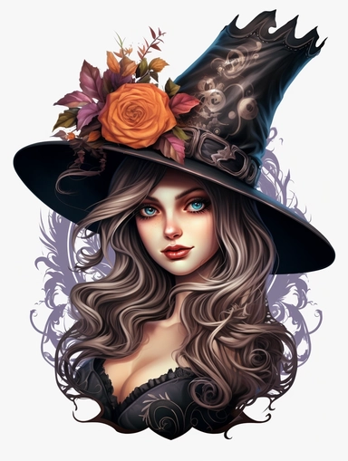 halloween haunted scary gothic steampunk witch by esmaav, magic, in the style of colorful fantasy realism, bold, manga, sticker art, clipart png, photorealistic, watercolor, digital painting, WHITE BACKGROUND, fantasy style, realistic, painting, 8k, ultra details,