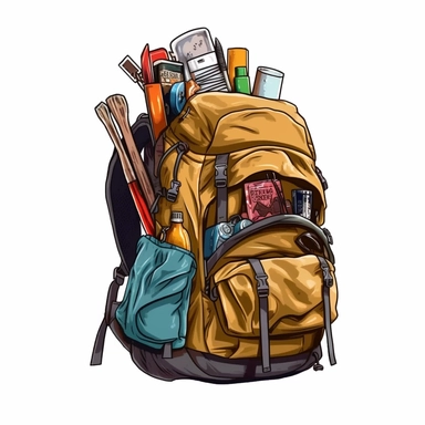 comping backpack ,the hiking stuff, backpack clip art, white background