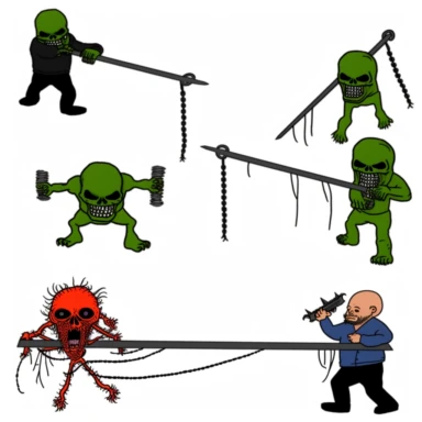 a set of black line clipart inspired by zombie wars and eat the rich and income inequality and class warfare and evil muppets and retro rubber hose style animation
