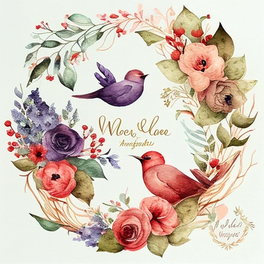 valentines wreath watercolor clipart