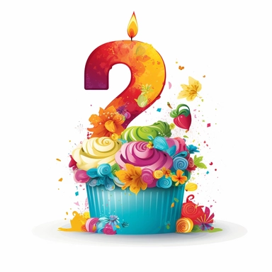 2nd of birthday cake, Clipart, Vector Style, Logo design, White Background